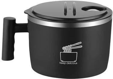 Uplift Essentials Stainless Steel Instant Noodle Bowl With Lid black