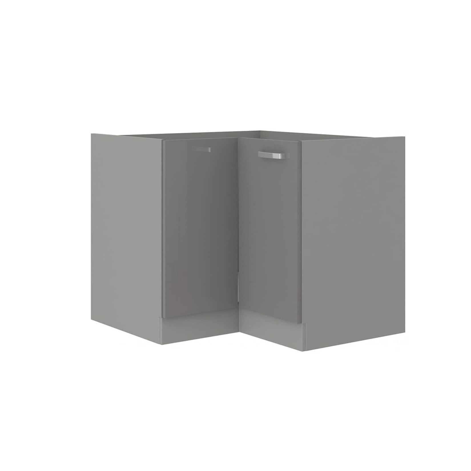 Eckunterschrank 90x90 Hochglanz Grau Küchenzeile Küchenblock Küche Grey Bianca