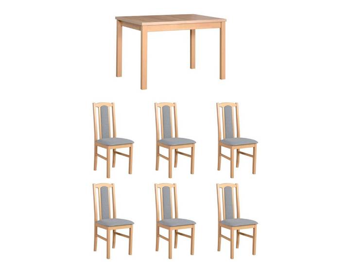 Feldmann-Wohnen Esszimmer-Set Bos7, (Bos7, 0-St., Esszimmer-Set), Sonoma Eiche / grau 7er Set