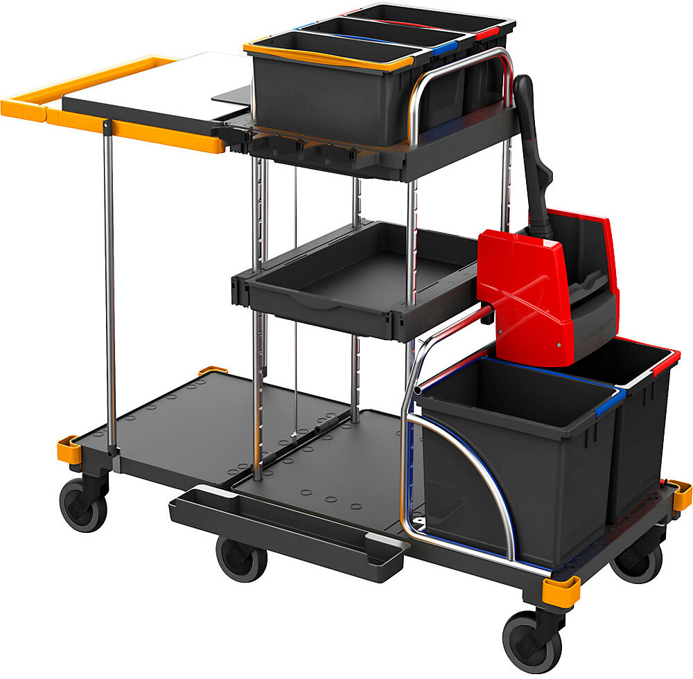 Reinigungswagen EQUIPE, LxBxH 1410 x 620 x 1140 mm, mit klappbarer Entsorgungseinheit Vermop