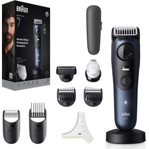 Braun Barttrimmer Series 7, BT7540, 40 Schnittstufen, mit 6 Aufsätzen, Ladeständer und Reiseetui