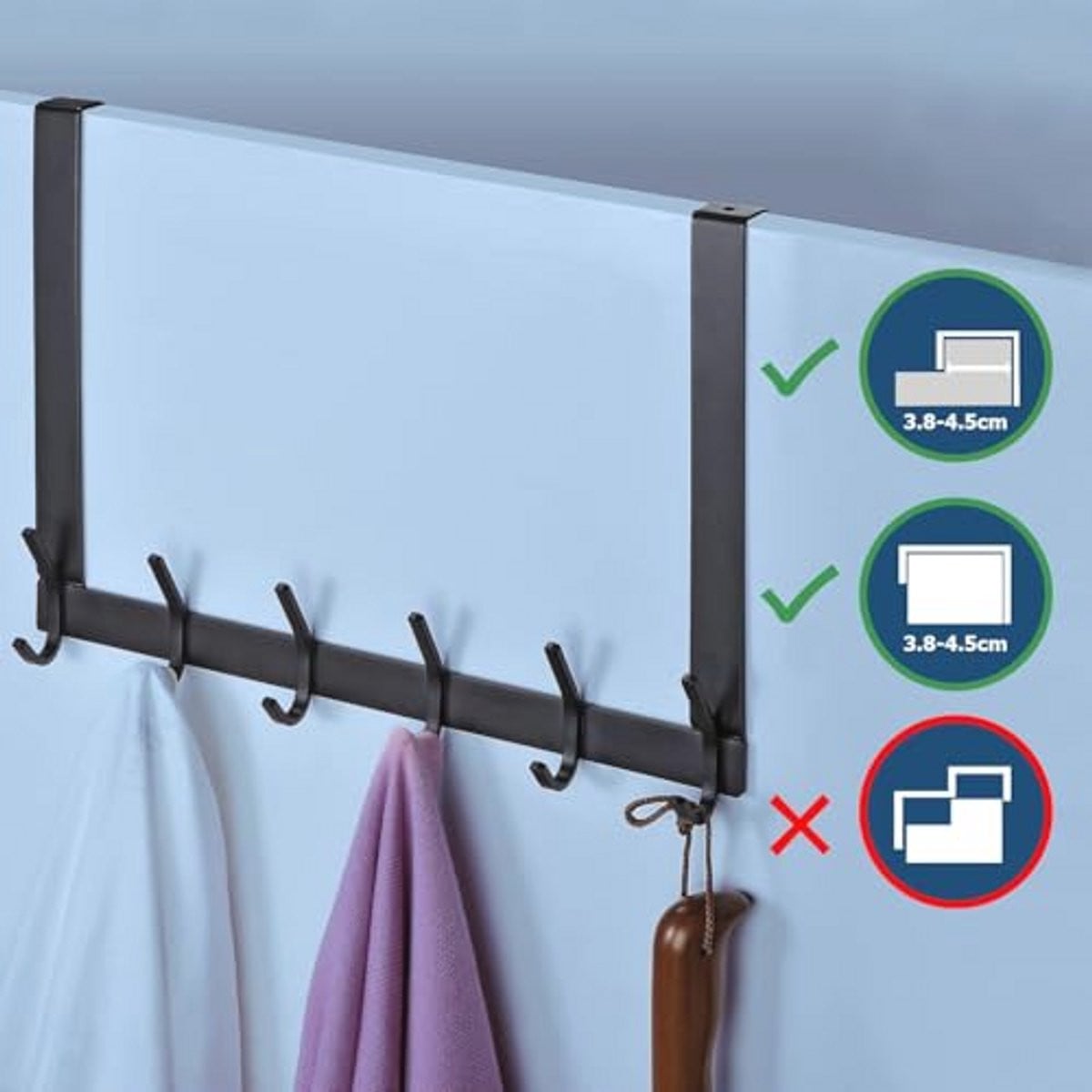 Stijlvolle RVS Deurkapstok met 6 Haken voor Keuken en Badkamer zonder boren