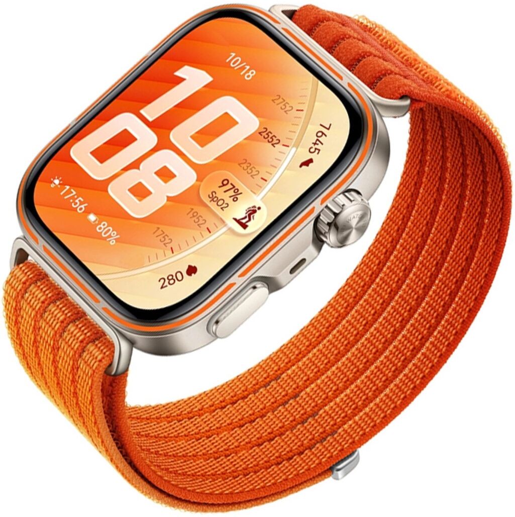 INF Atmungsaktives Nylon-Schlaufenarmband mit Klettverschluss, genähtes Design, kompatibel mit Samsung und Huawei Uhren Orange