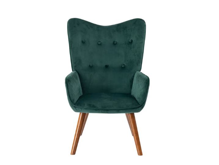 URBAN MEUBLE Fauteuil Velours vert Pieds en bois Confortables