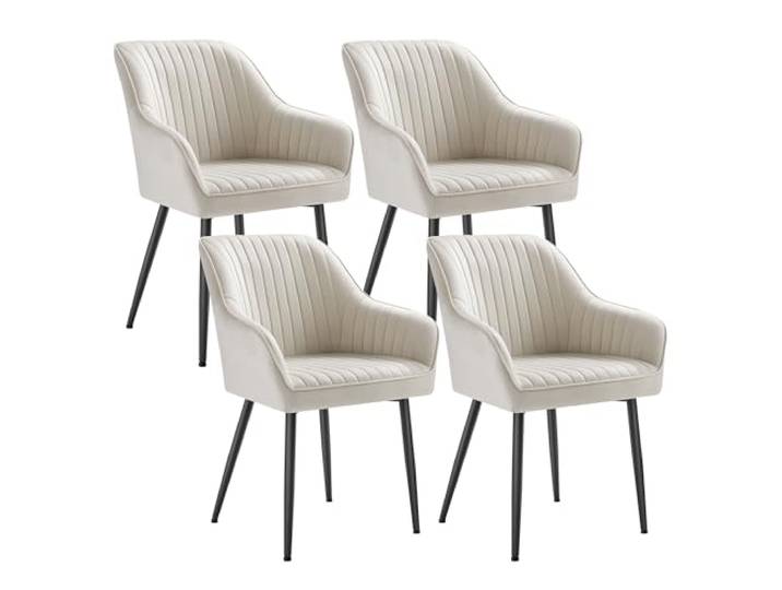 SONGMICS 4er Set Esszimmerstühle, Samt, Polsterstuhl mit Armlehnen Küchenstühle, Schminktisch Sessel, Metallbeine, bis 120 kg, für Esszimmer, Wohnzimmer