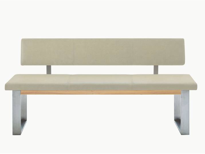 Sitzbank Mercedo - Komplett gepolstert - 200 cm - Kernbuche - Echtleder - cappuccino
