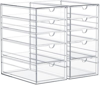 Sorbus Clear Storage and Organizer Bins with 10 Drawers, Multipurpose Stackable Storage Cases - 8.3in x 7in x 9.8in
