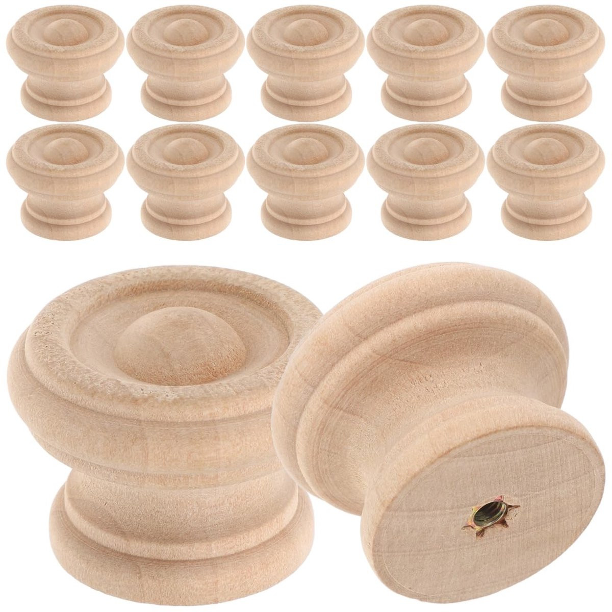 Dailygoods Ladeknoppen 12 stuks - Houten Deurknoppen voor Kasten en Laden - 4 mm Boring