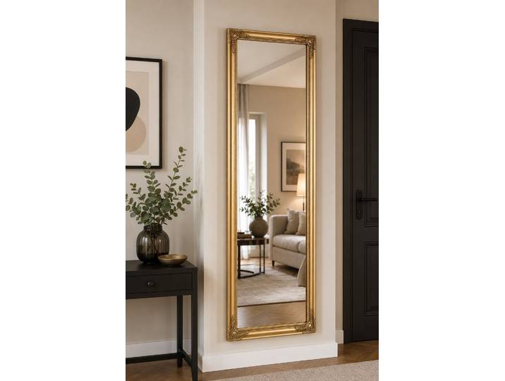 Spiegel GOODPRODUCT King, in 3 Grössen, auch als Ganzkörperspiegel , gold, B:60cm H:150cm T:6cm, Glas, Spiegel, Spiegel, Wandspiegel mit aufwendigen Verzierungen