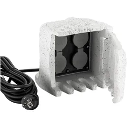 Wiltec, Steckdosenleiste, 4-fach Gartensteckdose Aussensteckdose Steinoptik Outdoor 5m Kabel (5 m)
