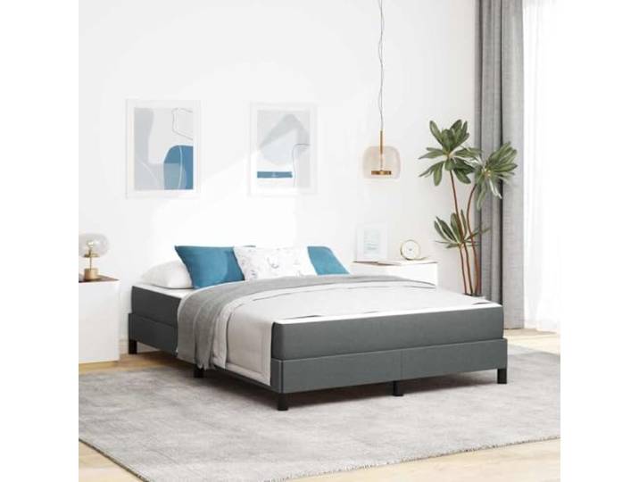Atmungsaktiver Stoff Holzwerkstoffrahmen Minimalistisches Design Boxspringbett mit Matratze Dunkelgrau 140x190 cm Stoff Doppelbett mit Lattenrost Taschenfederkern Schlafzimmer Komfort Luxus