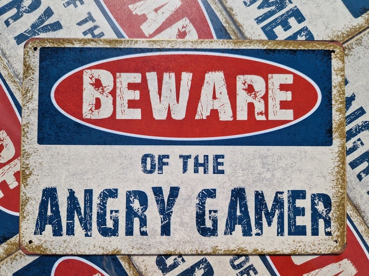 Metalen wandbord Beware of the angry gamer voor binnen en buiten, 20 x 30 cm