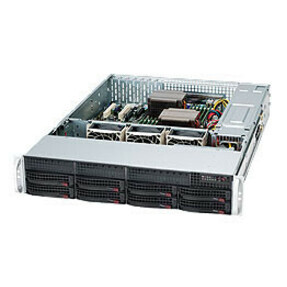 Supermicro 825TQC-R802LPB, Rack, Server, Schwarz, ATX, EATX, Metall, HDD, Netzwerk, Leistung, Stromausfall, System