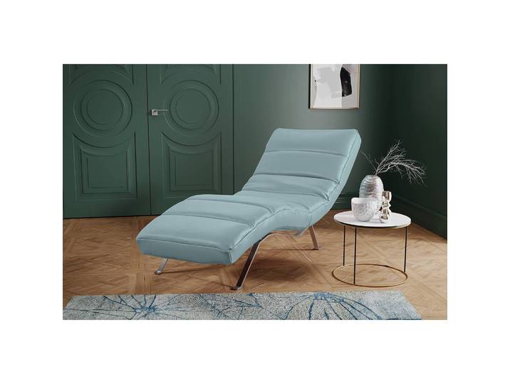 Relaxliege Kasson Blau Echtleder Domna Silber 172 x 96 x 68cm