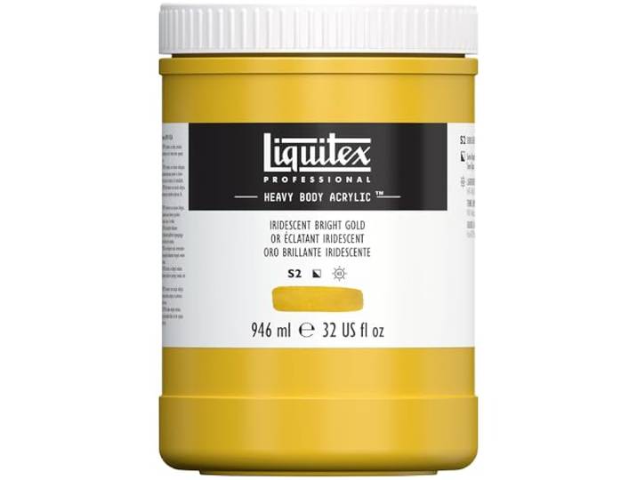 Liquitex 4413234 Professional Heavy Body Acrylfarbe in Künstlerqualität mit ausgezeichneter Lichtechtheit in buttriger Konsistenz, 946ml Topf - Irisierendes Gold