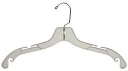 The Great American Hanger Company "Extra Strong Clear Plastic Top Hanger W/ Notches, 17"" Length X 7/16"" Thick, Chrome Hook Box of 25"