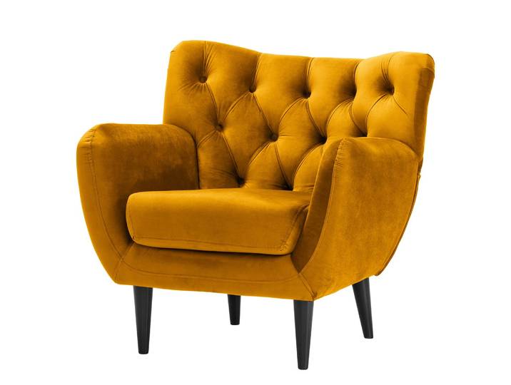 Sessel Lowen I Gelb/Senfgelb Samt Ravi 86 x 86 x 84cm