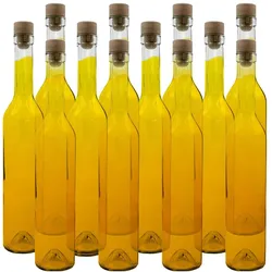 Casativo 12er Set Glasflaschen 500ml mit Korkenverschluss, Vorratsbehälter, Transparent