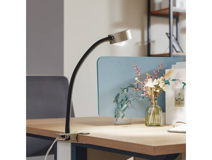 Klemmleuchte Jyla Lindby, alu / grau / zink, für Wohn- / Esszimmer, Metall, Modern, Klemmleuchte