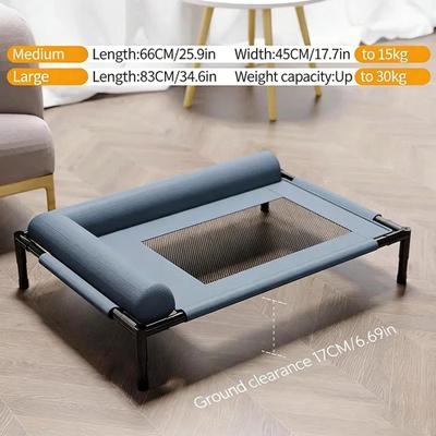 Inspired Living Cooling Elevated Dog Bed With Breathable Mesh Pet Bed Support blue 66x45x17cm