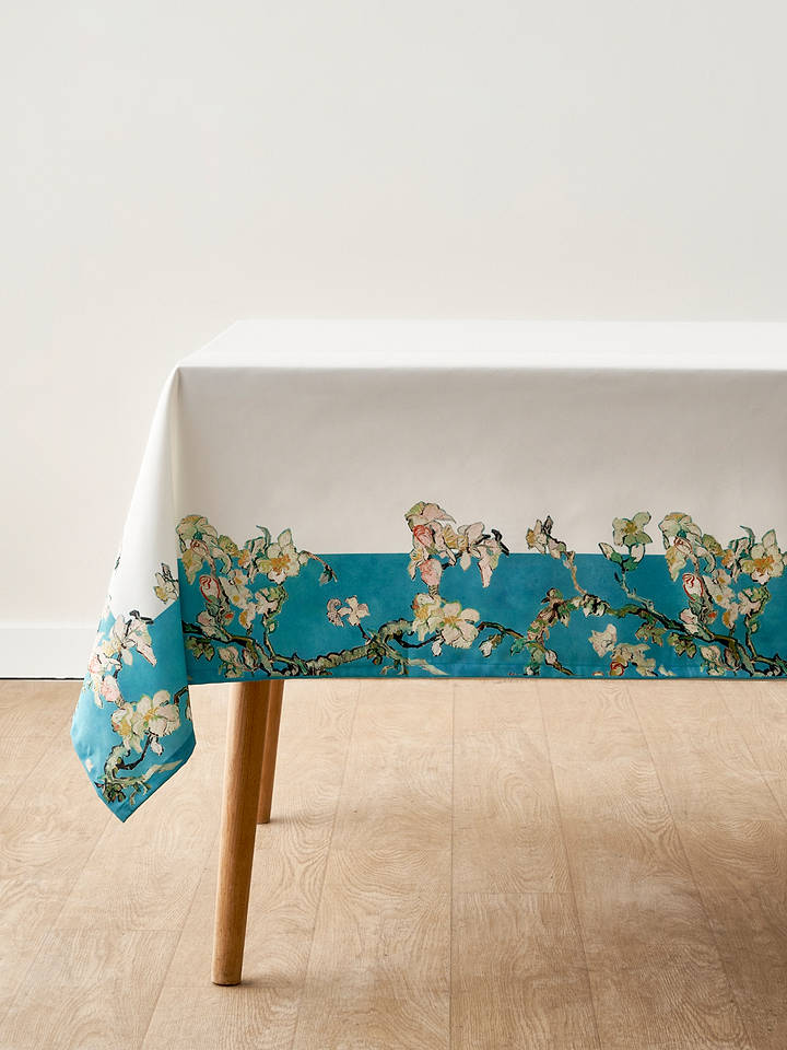 BELLA MAISON Tischdecke "Van Gogh" in Weiß/ Türkis - (L)250 x (B)150 cm - onesize