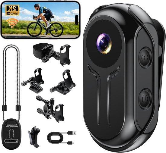 WAN Mini Bodycam Actiecamera met Magnetische Bevestiging en 2K Resolutie - Zwart