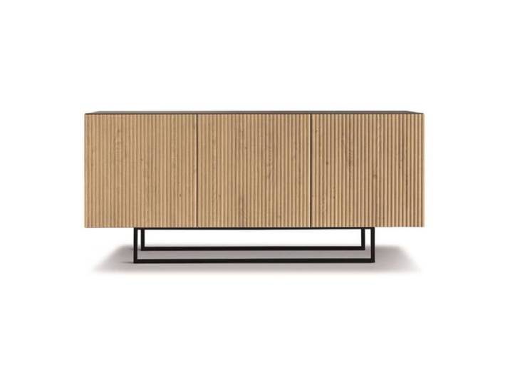 Buffet bas - RONDA - Chêne clair - 180 cm - Anthracite - Pieds profilés