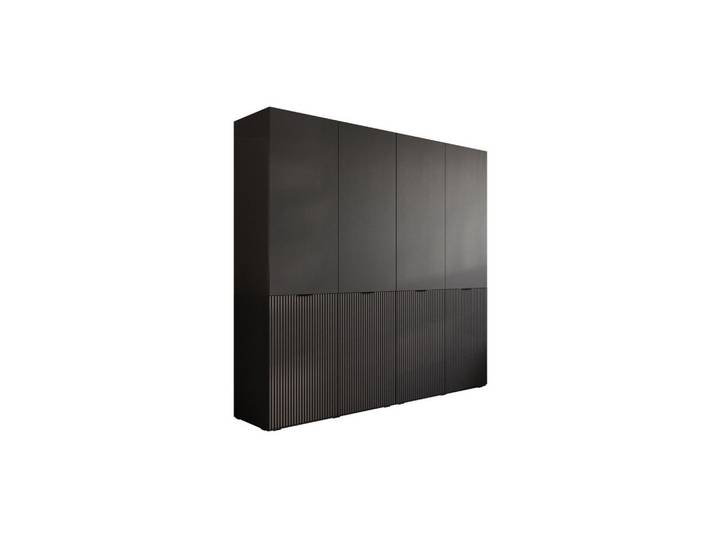 KLEIDERSCHRANK SANDBOX MODERN 200 202/49/200 cm Schwarzgrau / Schwarzgrau mit LED ohne Zusatzböden