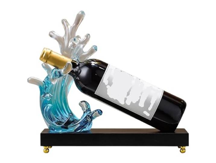 SAGELSHN Deco Weinregal Ocean Wave Weinregal Mit Basis, Flaschenhalter, Thekenständer für Restaurant, Bar(Blue)