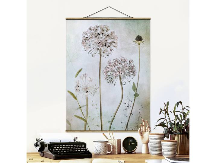 Tableau déco Fleurs au pastel Tissu Beige 80 x 107cm