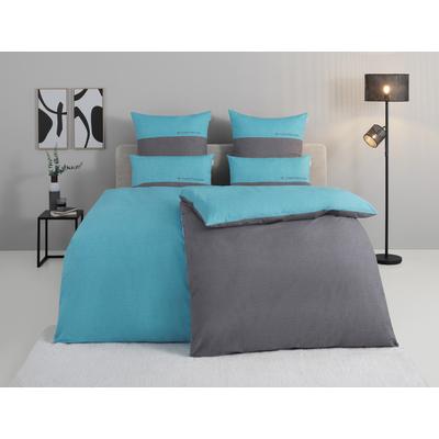 Bettwäsche TOM TAILOR HOME "Henry", grau (türkis, anthrazit), B/L: 155cm x 220cm, 1 Stk., 1 Stk., Renforcé, B/L: 80cm x 80cm, 3, Renforcé, Obermaterial: 100% Baumwolle, Bettwäsche, Bettwäsche, Bettwäsche aus Baumwolle, mit GRATIS-Zugabe: Sporthandtuch