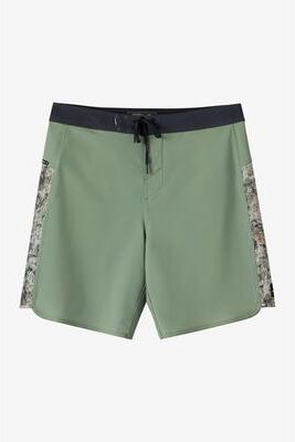 O'Neill s Hyperfreak Tech Panel 18"" Board Shorts in Oil Green, Size 40, Elastane/Polyester"