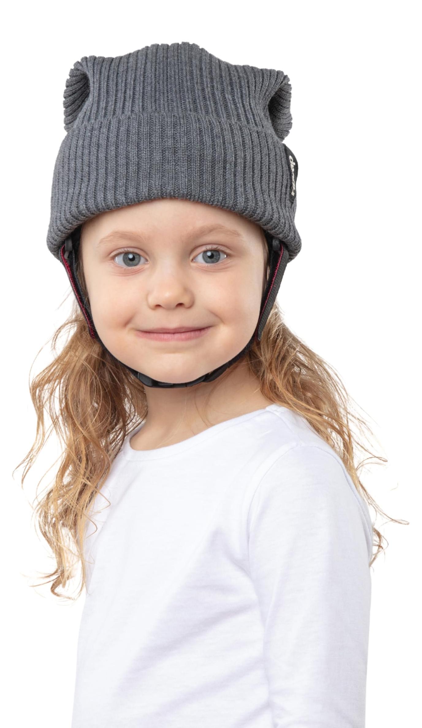 Kinder-Haube Lenny, grau, weicher Kopfschutz, Ø50-52cm