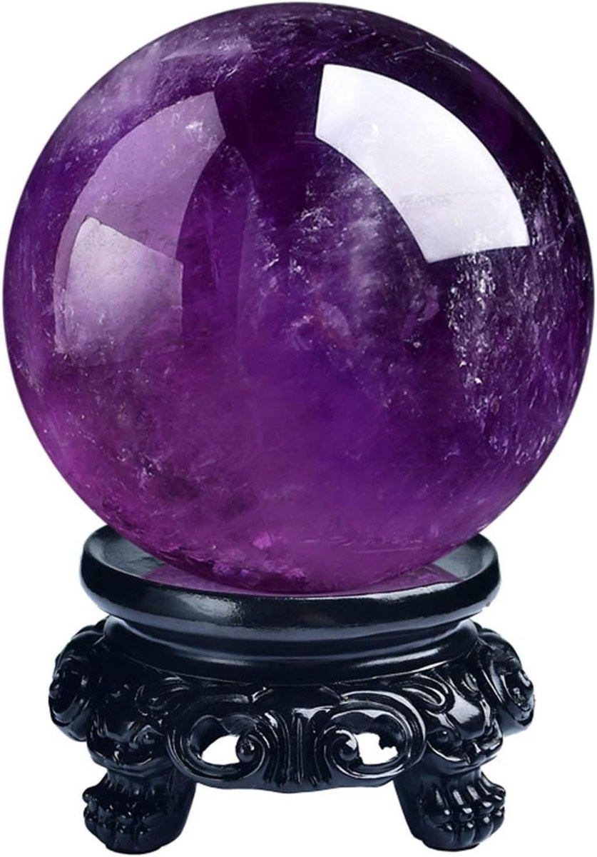 Paarse Kristallen Bol van Natuurlijk Helder Kwarts voor Meditatie en Decoratie - Diameter: 80 mm