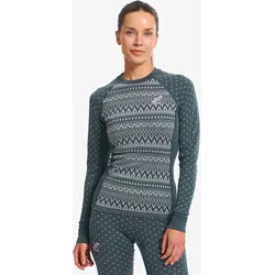 Route Merino Warm Graphic Base Layer Top Damen India Ink/Alloy Grey, Größe:XS - Damen > Funktionsunterwäsche - Blau