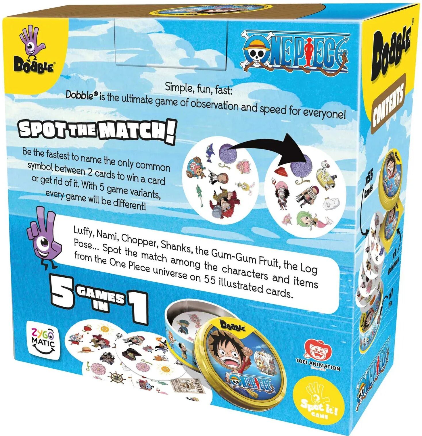 Dobble One Piece (Eco Sleeve) - One Piece-themed Card Game, Ages 6+, 2-5 Players, by Zygomatic