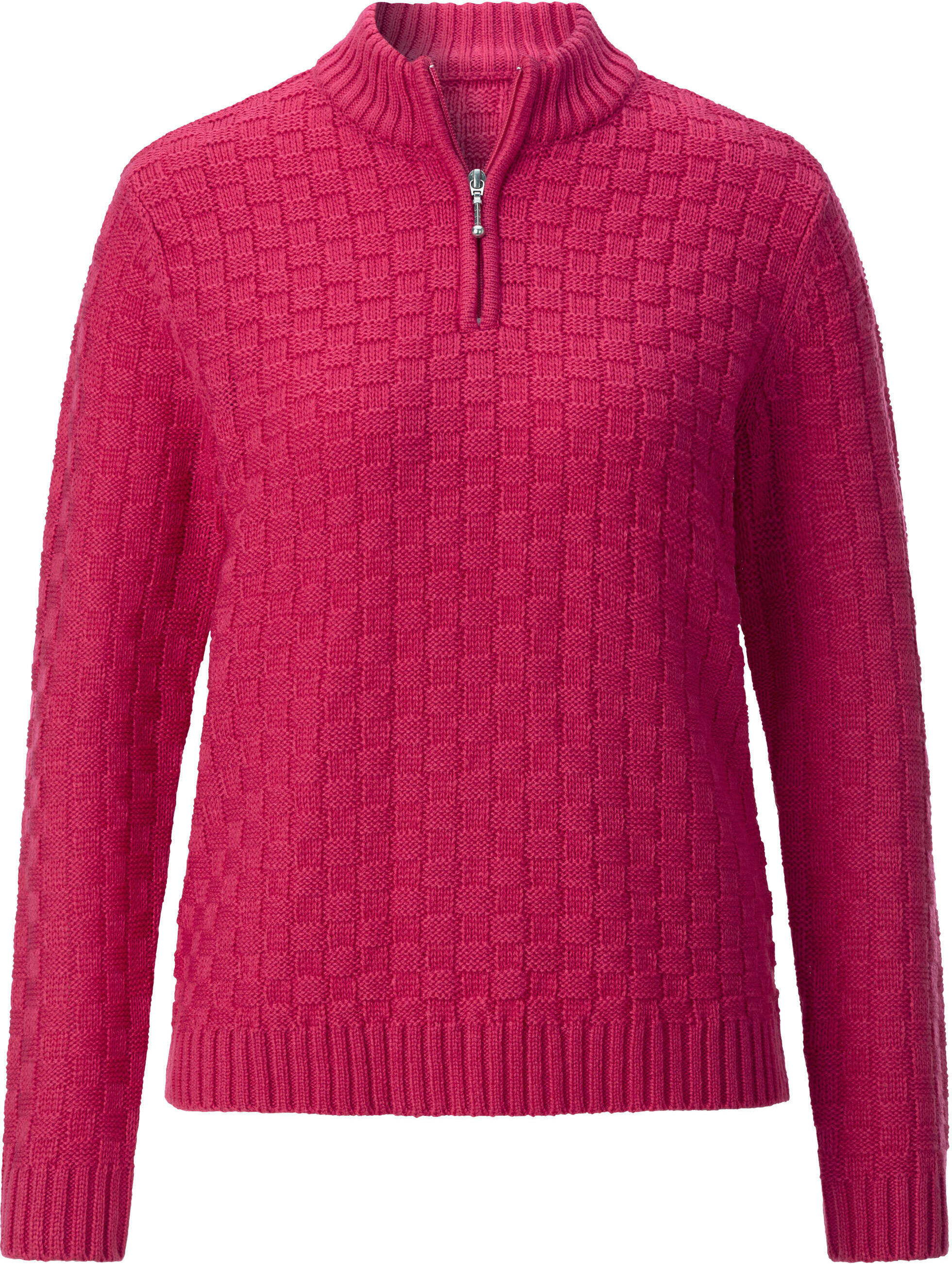 Longpullover WITT "Strickpullover Strickpullover mit Stehkragen", Damen, Gr. 38, pink, Basic, Pullover Longpullover