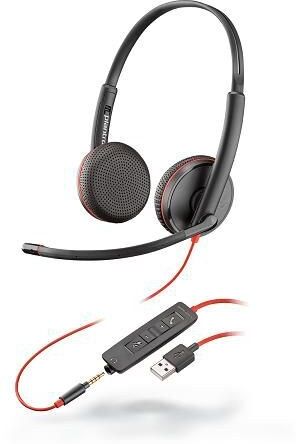 Poly Blackwire C3225 Stereo USB-A Corded Headset with 3.5mm - Black (209747-201)