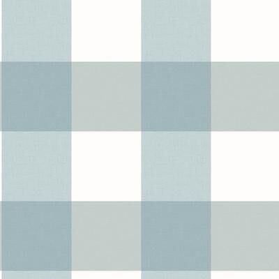 Chesapeake Amos Teal Gingham Wallpaper - 20.5in x 396in x 0.025in