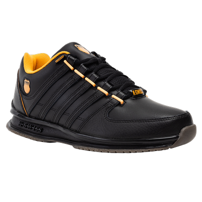 Sneaker K-SWISS "Rinzler", Herren, Gr. 41, schwarz (schwarz, orange poppy), Leder, Schuhe Sneaker