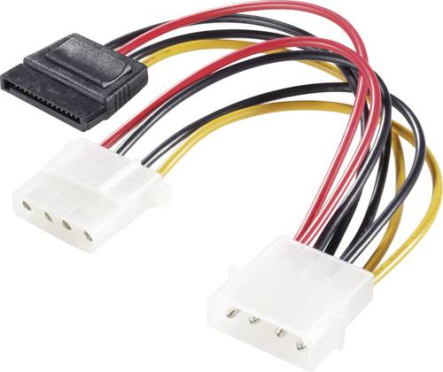 Renkforce Strom Y-Adapter [1x IDE-Strom-Stecker 4pol. - 1x SATA-Strom-Buchse 15pol., IDE-Strom-Buchse 4pol.] 0.15m Schwarz, Rot