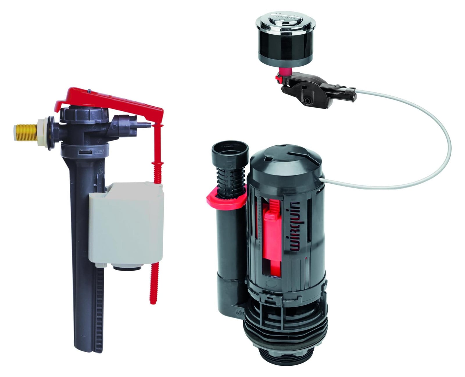 Dripio Dubbele spoelset FLEXIFLOW 3/6 liter met kabel en zijventiel, grijs
