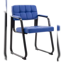Décoshop26 - Besucherstuhl Bürostuhl ohne Rollen blauer Kunststoffbezug BUR10222 BUR10222