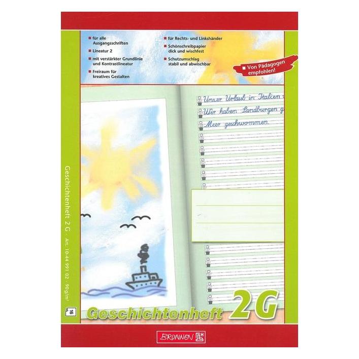 Brunnen Geschichtenheft Lineatur 2G liniert DIN A4 ohne Rand, 16 Blatt (A4, Weicher Einband) (104499102)