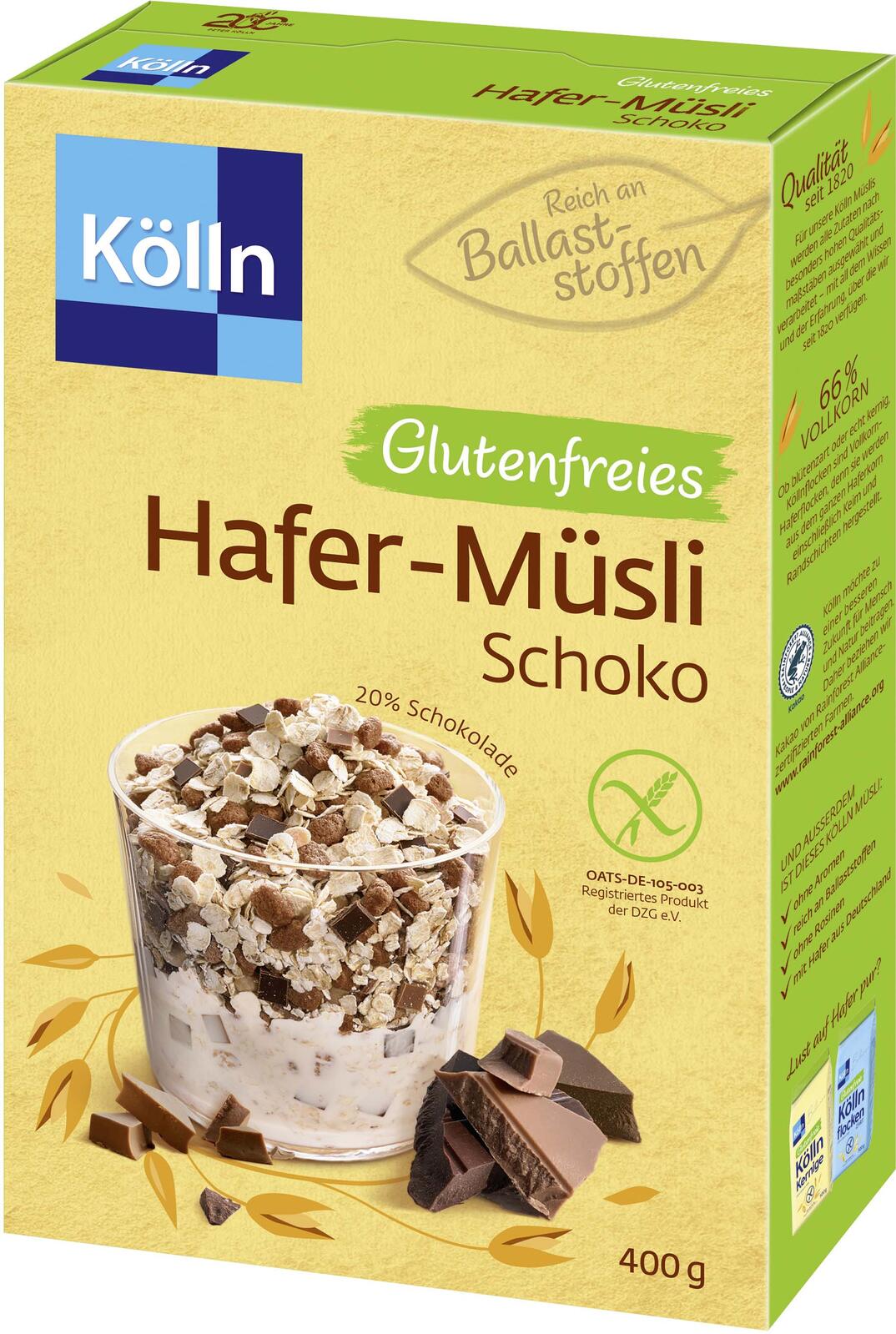 Kölln Hafer-Müsli Schoko Glutenfrei 400,0 g 252733