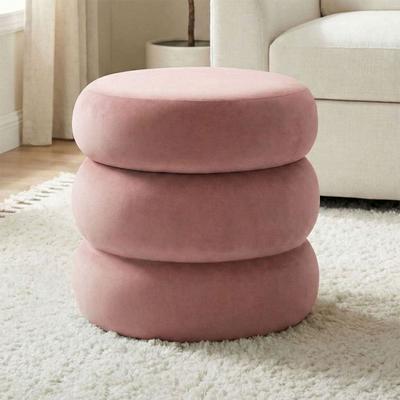 Housely Modern Round Velvet Ottoman With Storage