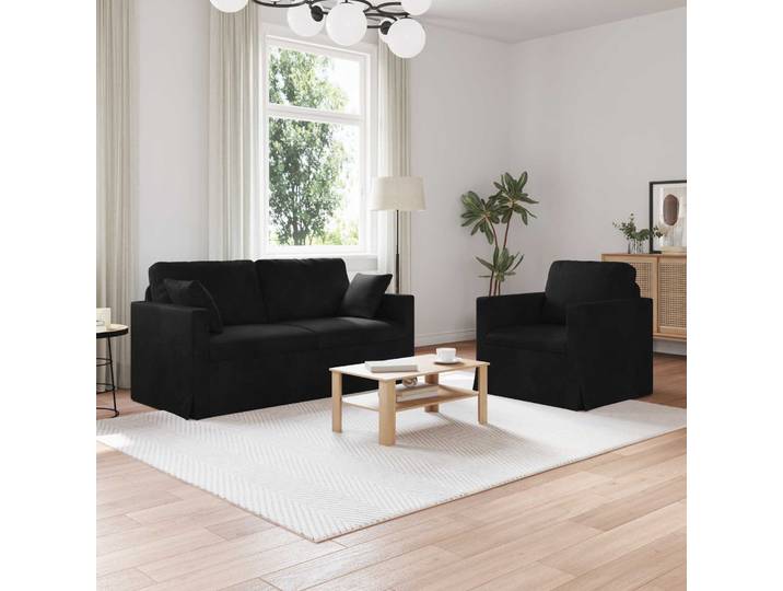 vidaXL Sofa Set 2 stk. Schwarz Samt