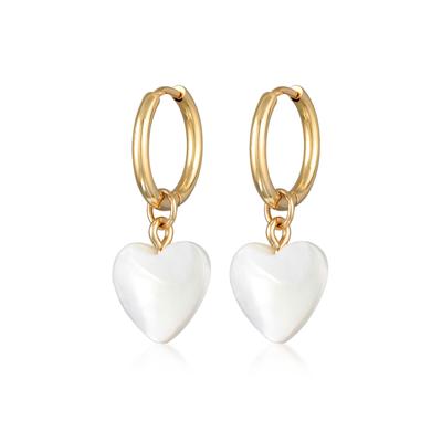 Paar Creolen ELLI "Ohrringe Creolen Herz Muschel Anhänger Goldfarben" Gr. 30, gold, Ohrringe, Damen, 30, ohne Stein, Messing
