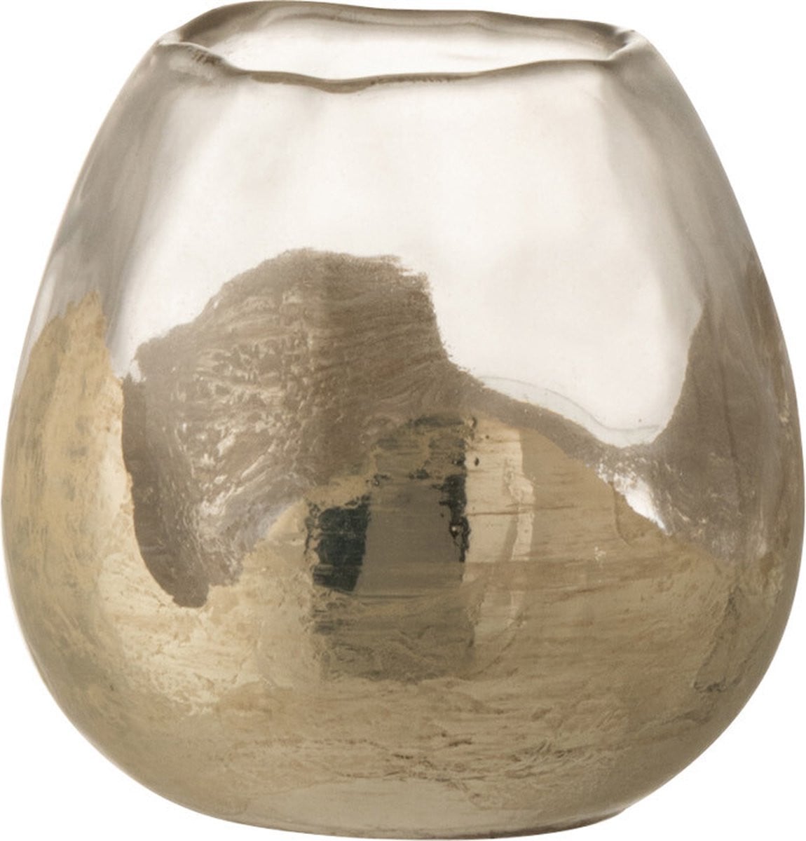 J-Line theelichthouder Zoe rond - glas - goud - small