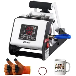VEVOR Tassenpresse Becherdruckmaschine Mug Sublimationspresse 444ml Weiß, inkl. Klebeband & Handschuhen Einfache Temperatur- & Zeiteinstellung für Sublimationsdruck auf Bechern & Tassen